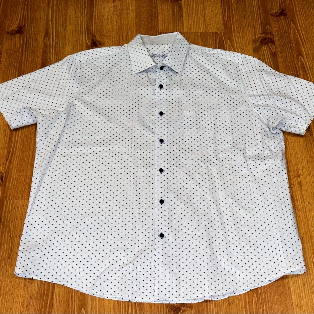 Tasso Elba  100% Cotton Short Sleeve Button Front Shirt Men Size XL